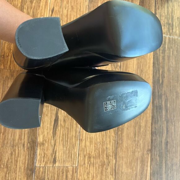 Nwt COACH Ilyse 120MM Leather Platform Loafers Black - Picture 5 of 10